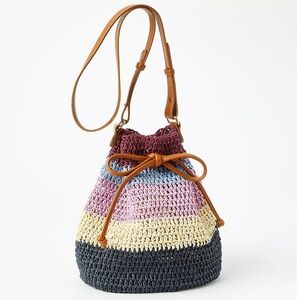 LOFT straw bucket bag